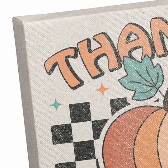 Thankful Grateful Blessed Check 12" x 12" Canvas Wall Art